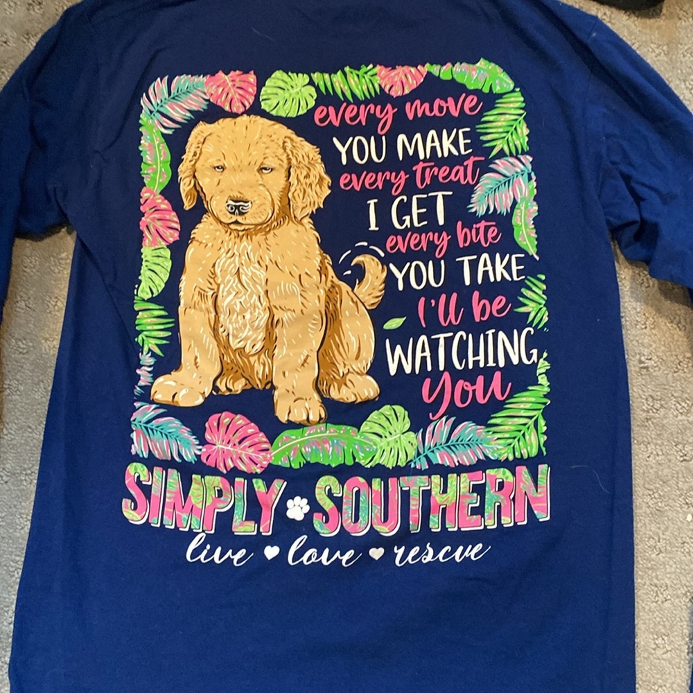 Simply Southern Navy Long Sleeve Tee with Pink Accents